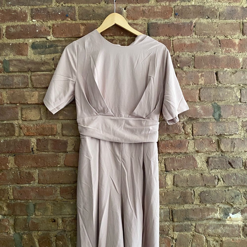 ASOS DESIGN tailor wrap waist wide leg jumpsuit in pink haze. NEVER WORN!